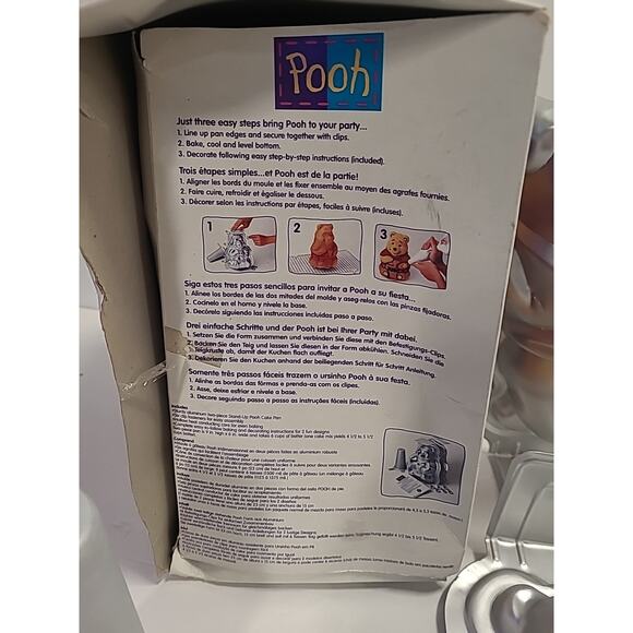 1998 Disney Winnie The Pooh Stand Up Cake Pan in Box NO CLIPS Honey Pot Vintage - Picture 8 of 11